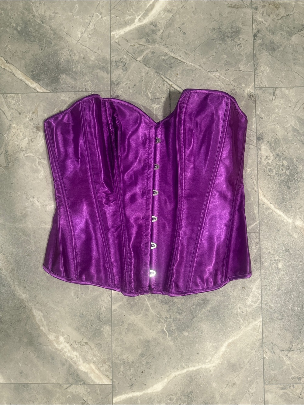 Purple Satin Strapless Corset Top